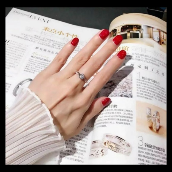 0.5ct White Sapphire 925 Stamped Silver Fancy Engagement Ring - Picture 2 of 5